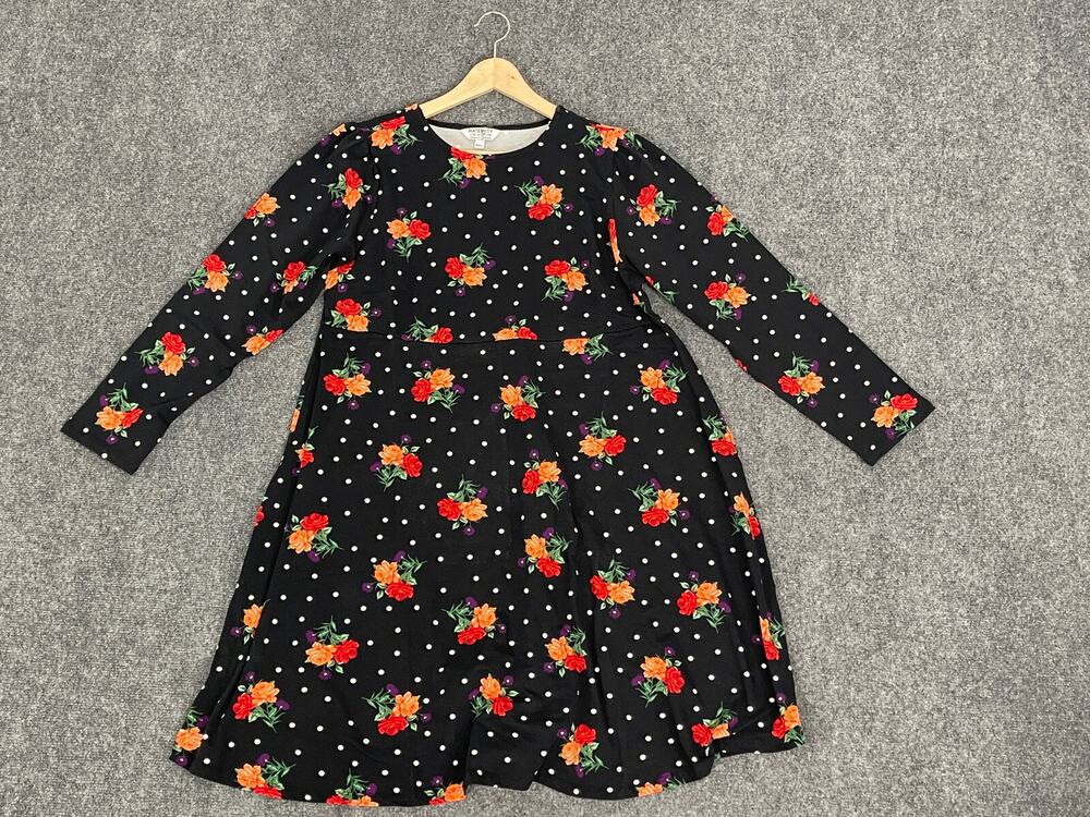 Dorothy Perkins Dress Womens 20 Maternity Black A Line Floral Polka Dot N234